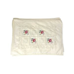 Vintage Linen Placemats Cross Stitch Set Of 5 Tea Towels Floral Cut Out